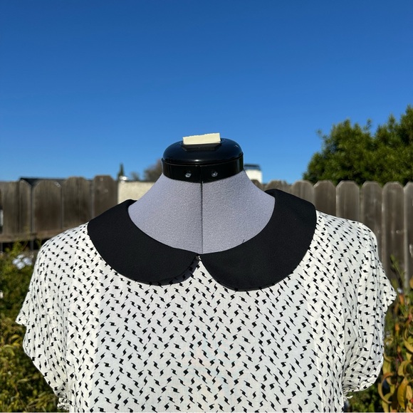 Vintage Forever 21 Twee Black and White Size M Collared Dress - Picture 3 of 9
